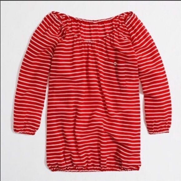J. Crew Stripe Red White Gauze Blouse Top XXS NWOT - Picture 1 of 3